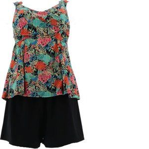 Fit 4 U Size 12 Wide Strap Tankini Top and Shorts NEW